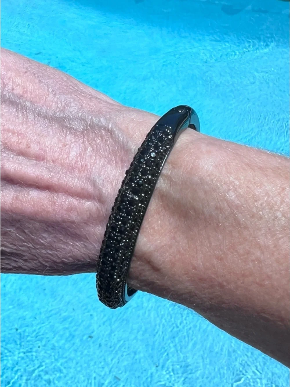BRACELET Fashion Bangle NWT Sparkly Black Rhinestones on Black & Box